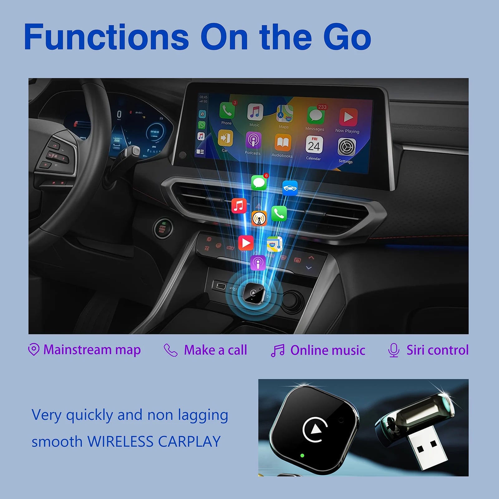 Adaptador CarPlay para ios e android